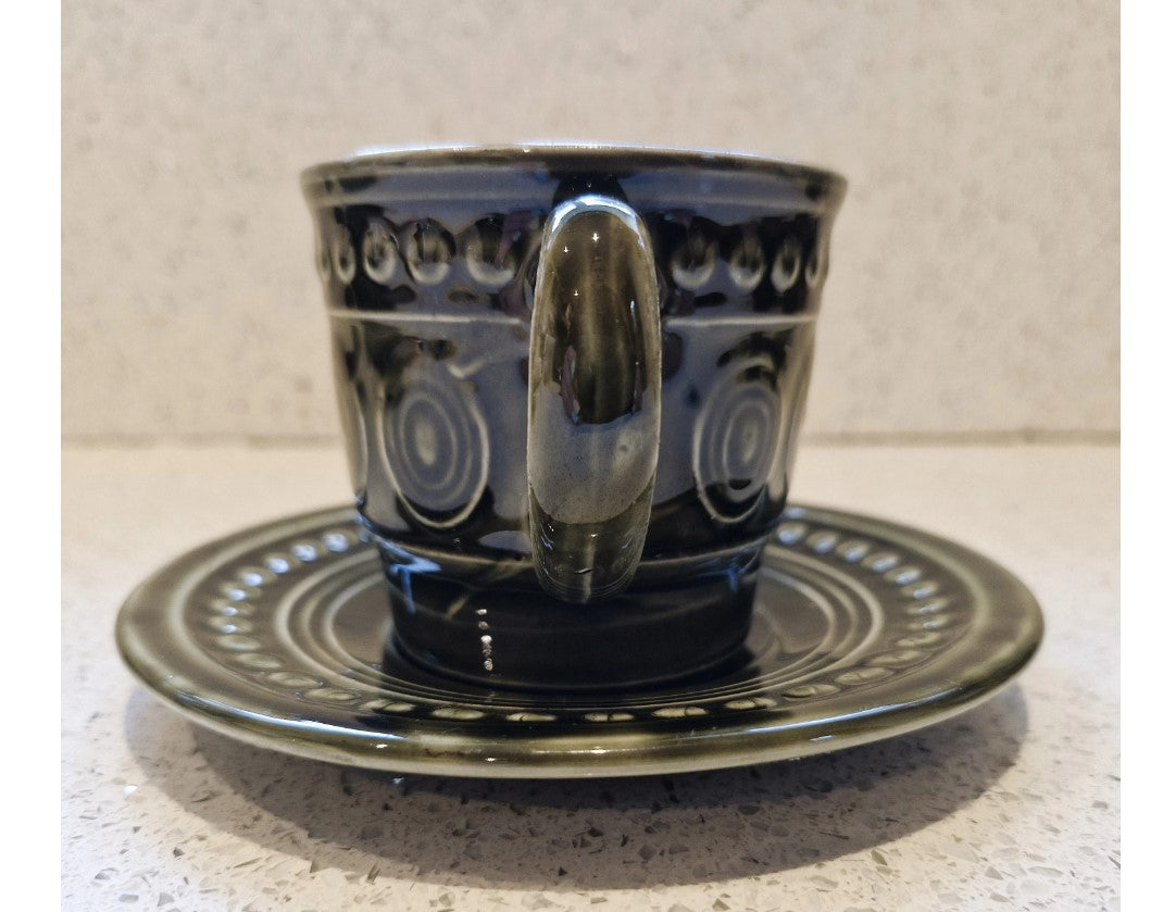 Tams Ware, Cotswold Coffee Cups & Saucers, Green, Moss Green, Dark green, 1970s, John Tams, Made in England, Price is per Cup
