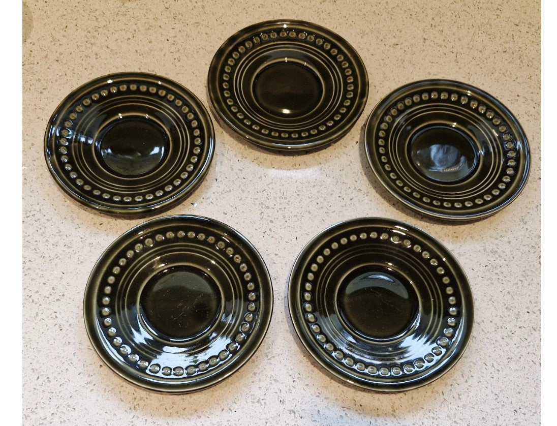 Tams Ware, Cotswold Coffee Cups & Saucers, Green, Moss Green, Dark green, 1970s, John Tams, Made in England, Price is per Cup