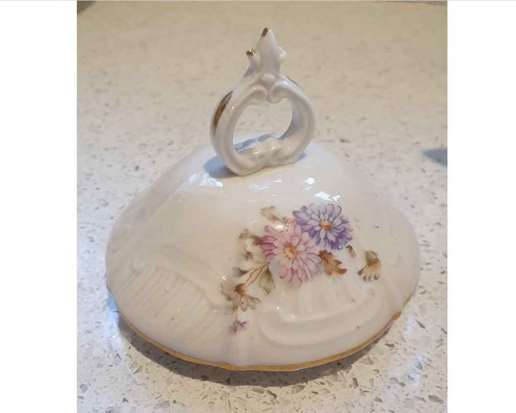 Vintage French, Chintz, Ditsy Flower, fine China, Porcelain Pot, LARGE, Lidded, 2 Handled, With lid, Ceramic Decorative Pot