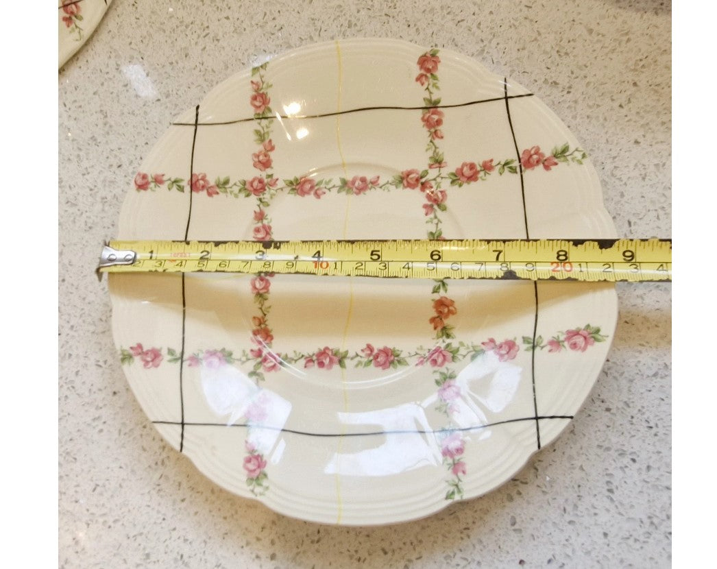 Alfred Meakin, Art Deco, Tureen, Serving dish, Lidded, 1930s, 40s, Flower, Line design, Cream, Black, yellow, Pink, Stamped, Excellent Condition,