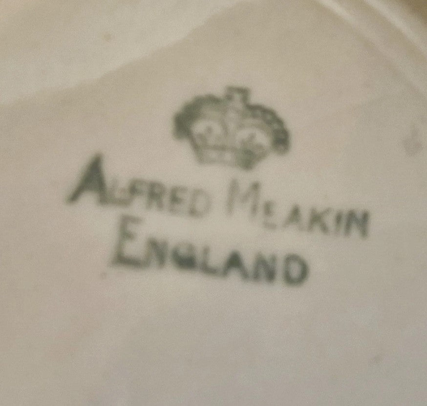 Alfred Meakin, Art Deco, Large Bowl, 1930s, 40s, Flower, Line design, Cream, Black, yellow, Pink, Stamped, Excellent Condition,