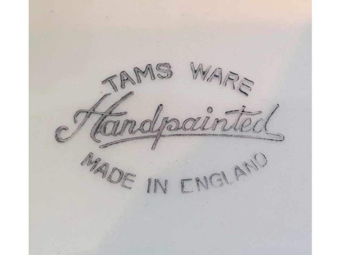 Tams Ware, Hand Painted, Serving Platter, Large, 1930's, Original, English Earthenware, bright, Bold, Flowers, 14 inches