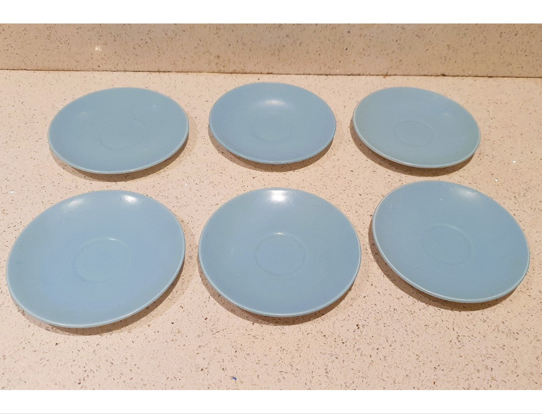 Poole Pottery Teacups, Coffee cups & Saucers, Twin-Tone, Sky Blue And Dove Grey Pattern C104, Vintage 1960s