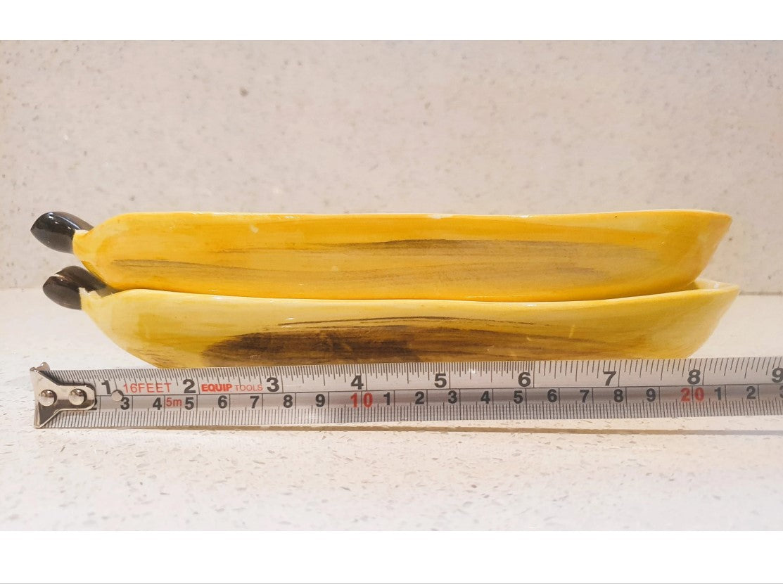 Banana Split Dishes, Banana Shaped, Raymond Pottery, Toni Raymond,Mid century ceramics