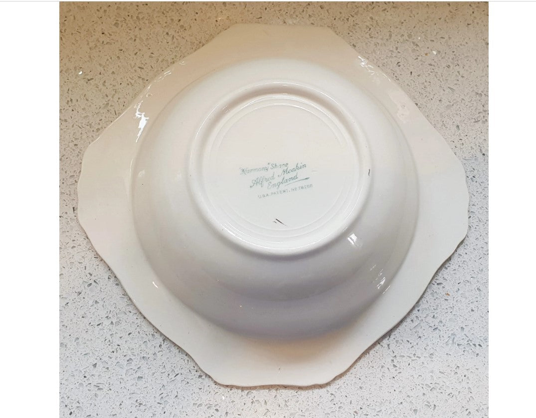 Meakin, Art Deco Bowl, Harmony, Harmony Dinner Service, Cream, Blue, orange, Yellow, Floral, Made in England, Meakin, Tureen, No lid