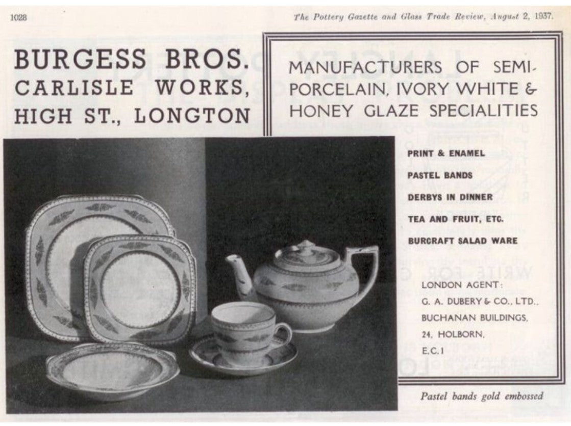 Art Deco Small Plates, Burgess Bros, Blue, White, Pink, Floral, Rare, Made in England, Staffordshire Potteries, Vintage