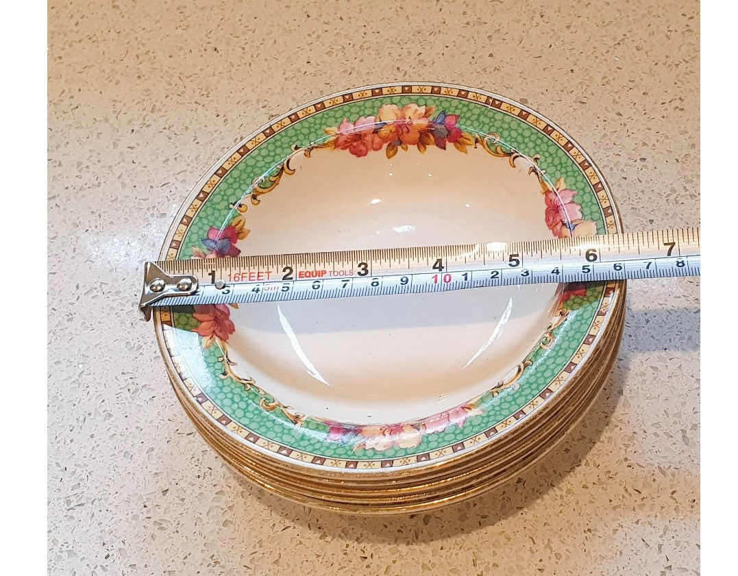 50s Tableware, Barker Brothers Pottery, Savoy Bowls, 50s Bowls, Made in England, Green, white, Floral, Barker Bros Ltd, Stamped