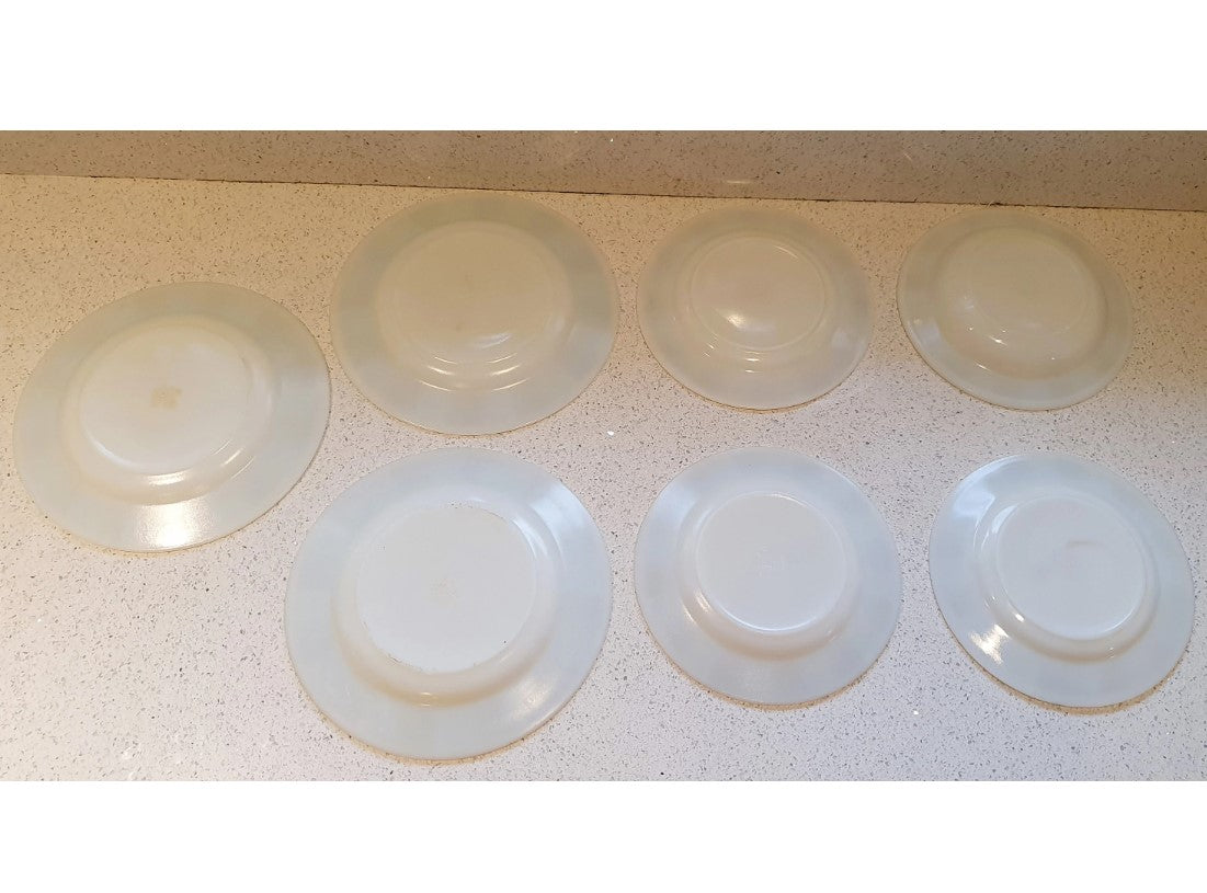 Pyrex Plates, JAJ, Matchmaker, milk glass, Salad Plates, 8.5 inch Bowl