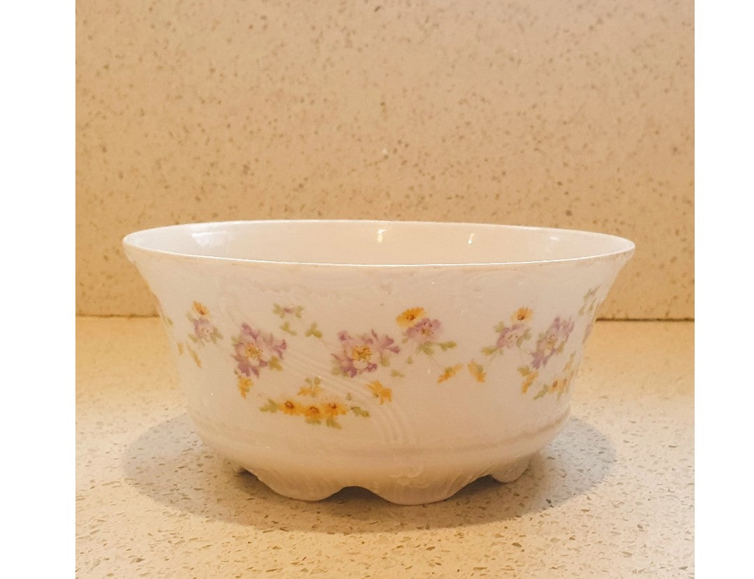 Antique, 1870-1900s, CT, Altwasser Bavaria, Chintz Fine China Bowl, German, Floral, White, Pink, Flowers,