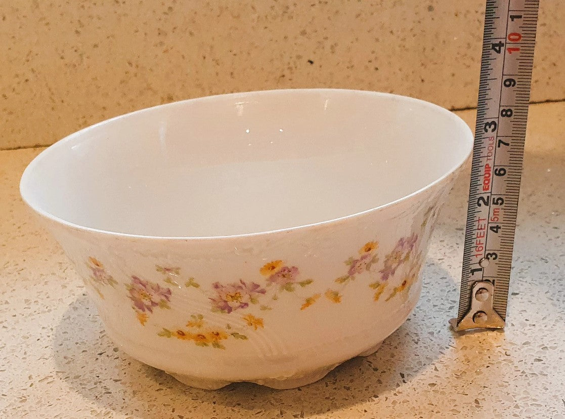 Antique, 1870-1900s, CT, Altwasser Bavaria, Chintz Fine China Bowl, German, Floral, White, Pink, Flowers,