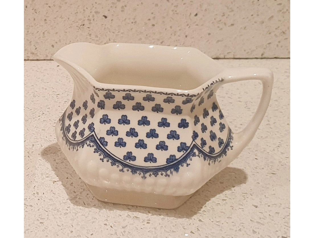 Wedgewood Jug and Sugar Bowl, Adams of Brentwood, English Ironstone, Creamer, Blue Clover Pattern