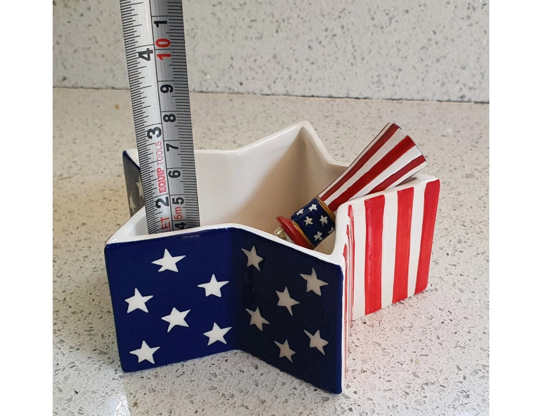 4th July, Bowl and Butter Spreader set, Boston Warehouse Set of Cheese Butter Spreader & Dish USA, US Flag,