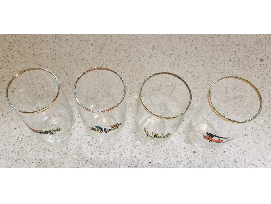 Classic car Drinking glass, Tumbler, cordial glasses, beer glass, Classic car, Vintage car, gilt