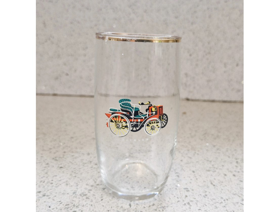 Classic car Drinking glass, Tumbler, cordial glasses, beer glass, Classic car, Vintage car, gilt