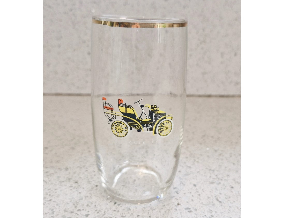 Classic car Drinking glass, Tumbler, cordial glasses, beer glass, Classic car, Vintage car, gilt