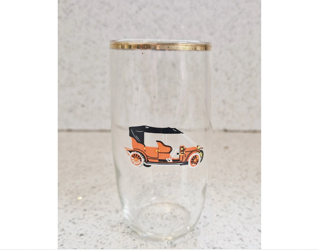 Classic car Drinking glass, Tumbler, cordial glasses, beer glass, Classic car, Vintage car, gilt