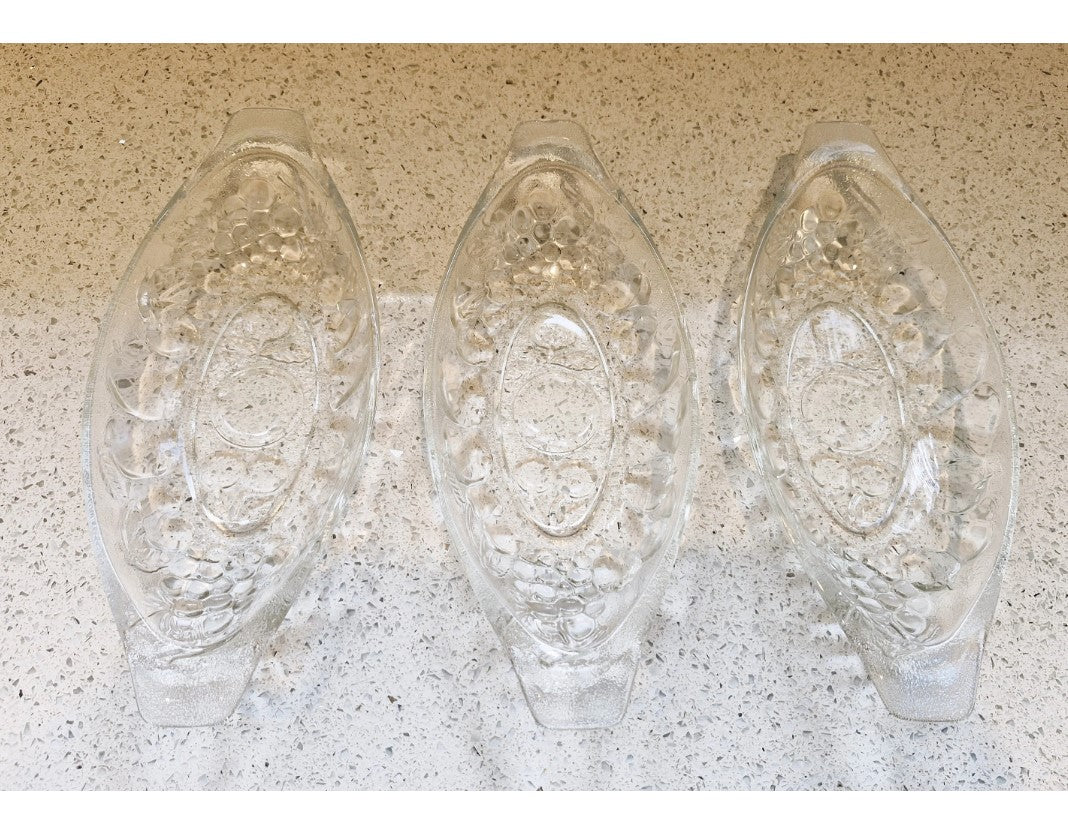 Vintage, Luminac, Banana Split Dish, Banana Split Boat, Ice Cream Sundae, Bowl, Plate, Vintage, Clear Glass, Price is for one dish and spoon