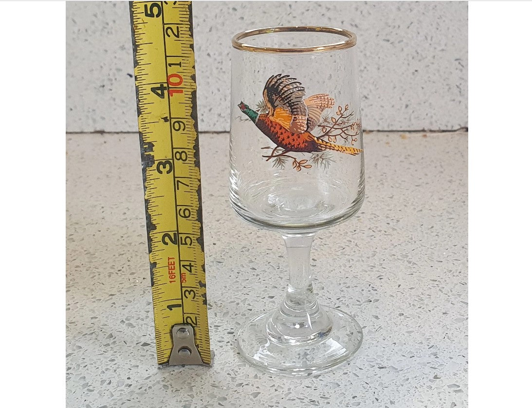 Fasanen-Design, hoch, Sherrygläser, Wildjagd, britisch, vergoldeter Rand, Geschenk – Preis pro Glas
