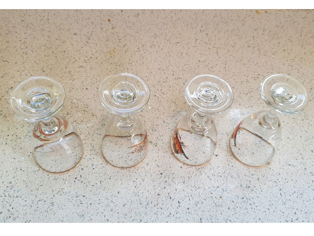 Fasanen-Sherryglas, Wildjagd, Britisch, vergoldeter Rand, Geschenk - Preis pro Glas