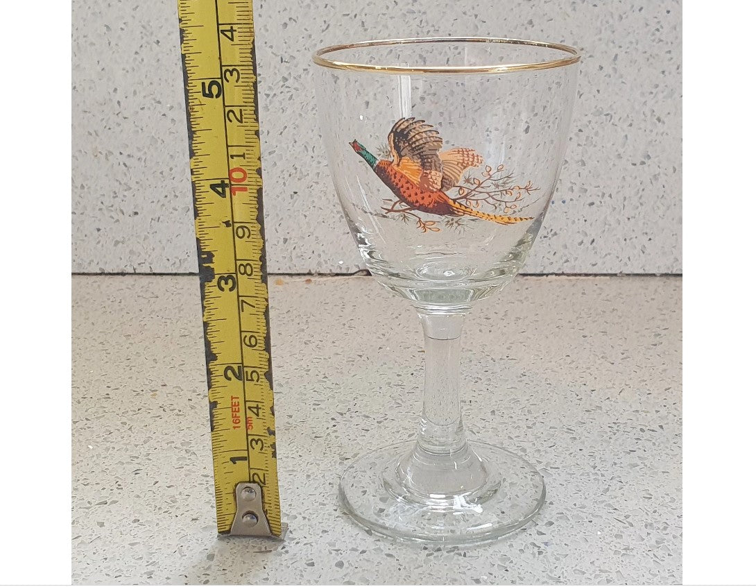 Fasanen-Sherryglas, Wildjagd, Britisch, vergoldeter Rand, Geschenk - Preis pro Glas