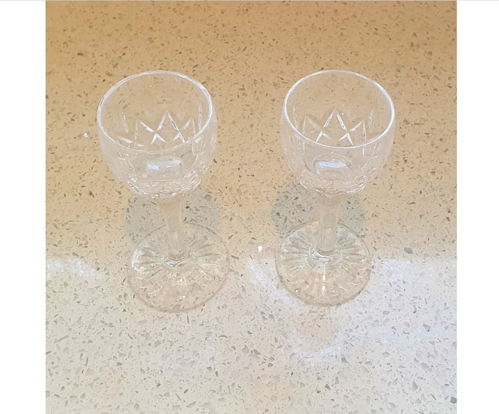 Small, vintage, Crystal Liqueur Glasses, English, Lead Crystal