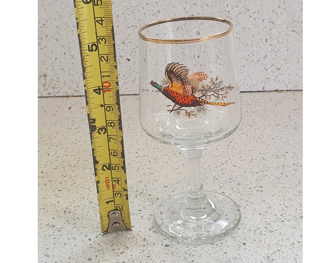 Fasanen-Design, Weingläser, Wildjagd, Britisch, vergoldeter Rand, Geschenk – Preis pro Glas