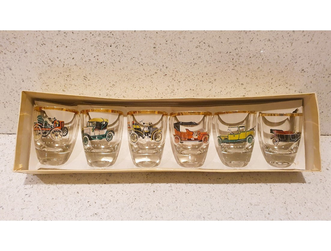 Mid century, Vintage Glasses, Vintage Shorts, Shots Glasses, Immaculate condition, boxed, original vintage packaging