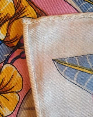 Faux Silk Scarf, Zebra, Flowers, Pink, Hand Printed, Rolled Edge, 84cm Square, Large, Hijab