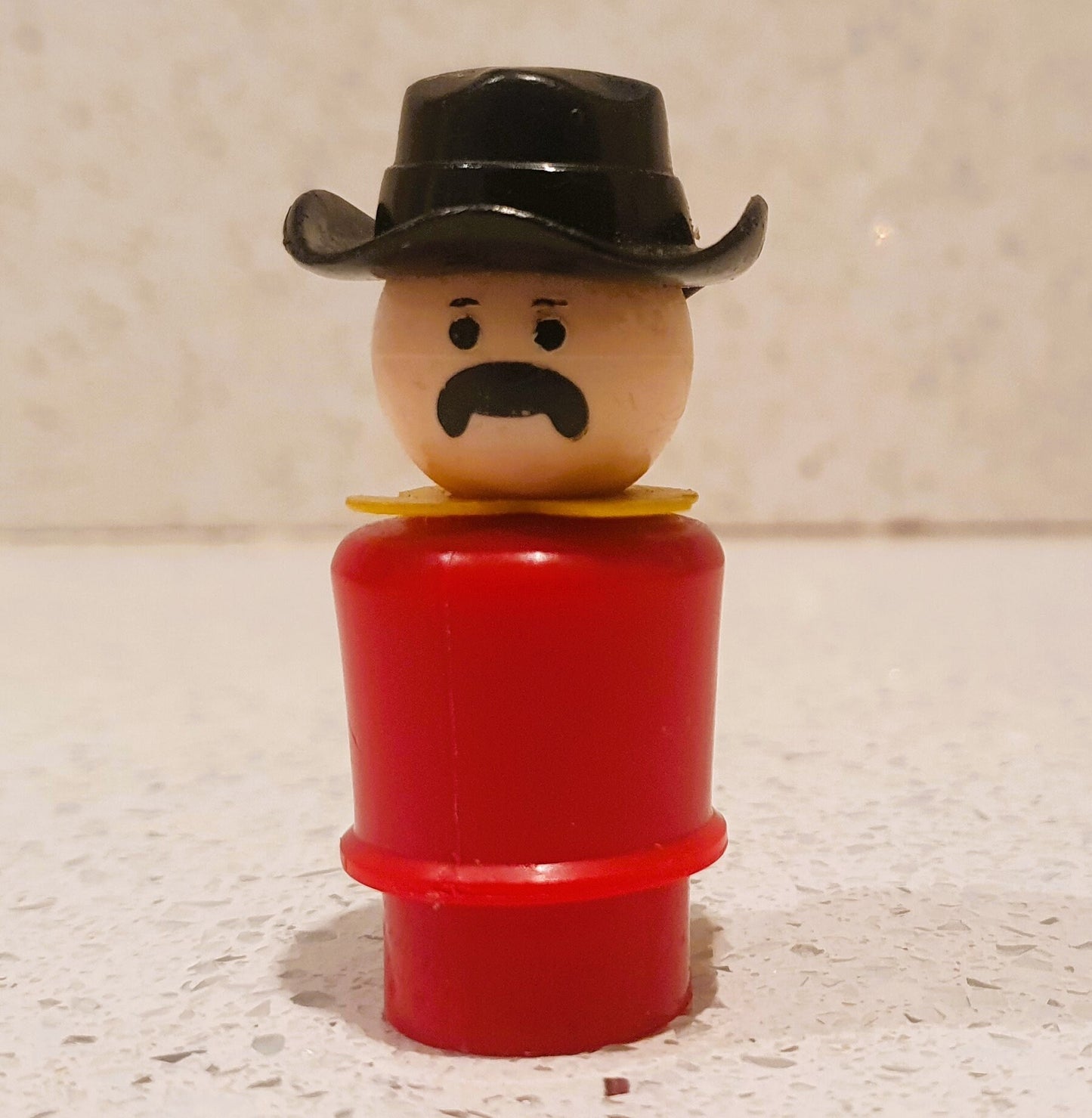 80s, Fisher-Price Little People, Red Cowboy, Cowboy character, Red, Black Hat, moustache, Vintage Fisher Price Toys