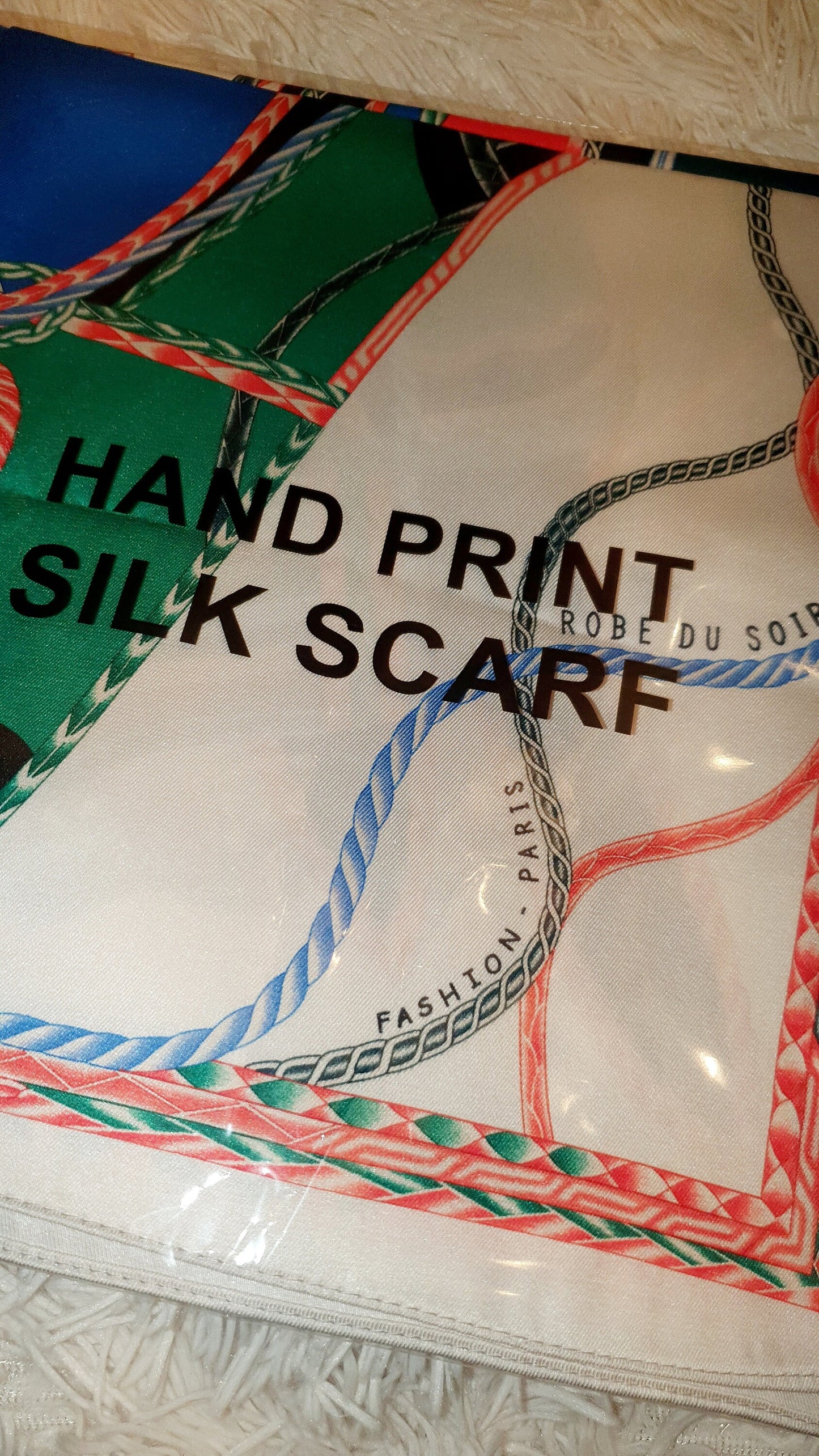 Faux Silk Scarf, Cream, Beige, Horse, Horses head, Classic, 56cm, Square,