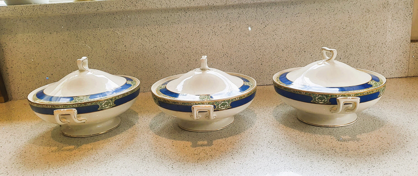 Art Deco Tureen, W H Grindley, Large Tureen with Lid, GOODWOOD Pattern Circa 1930's - Dinner Service, Vintage, 9 inch