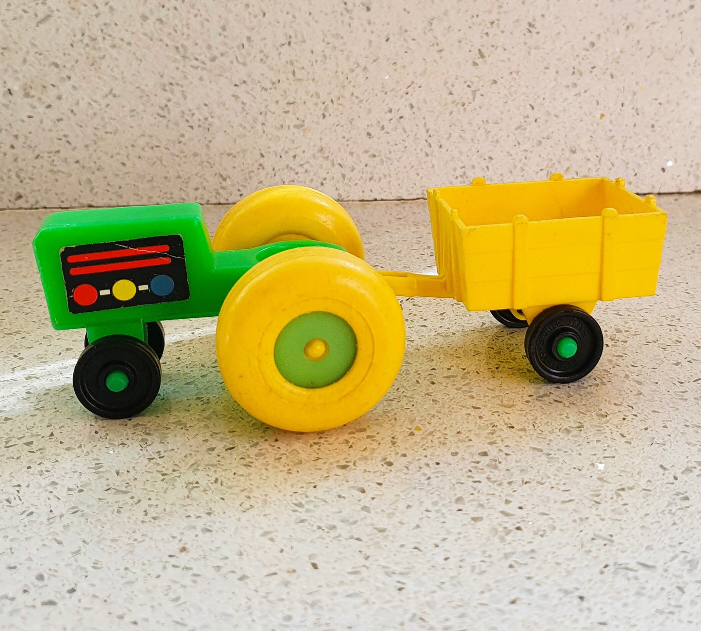 Vintage, Fisher-Price Little People Green and Yellow Tractor and Trailer set