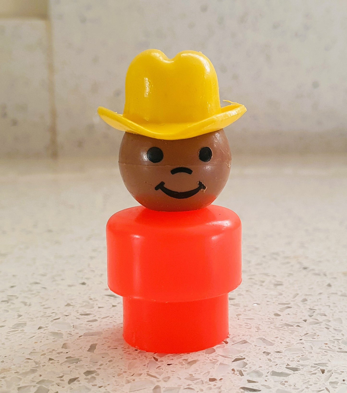 Vintage, Fisher-Price Little People Black Cowboy, Cowboy kid, Black character, Red, Yellow Hat
