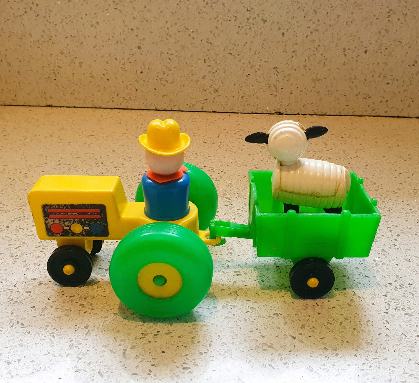 Fisher-Price Little People tractor and trailer set, with farmer and sheep, Vintage Fisher Price Toys