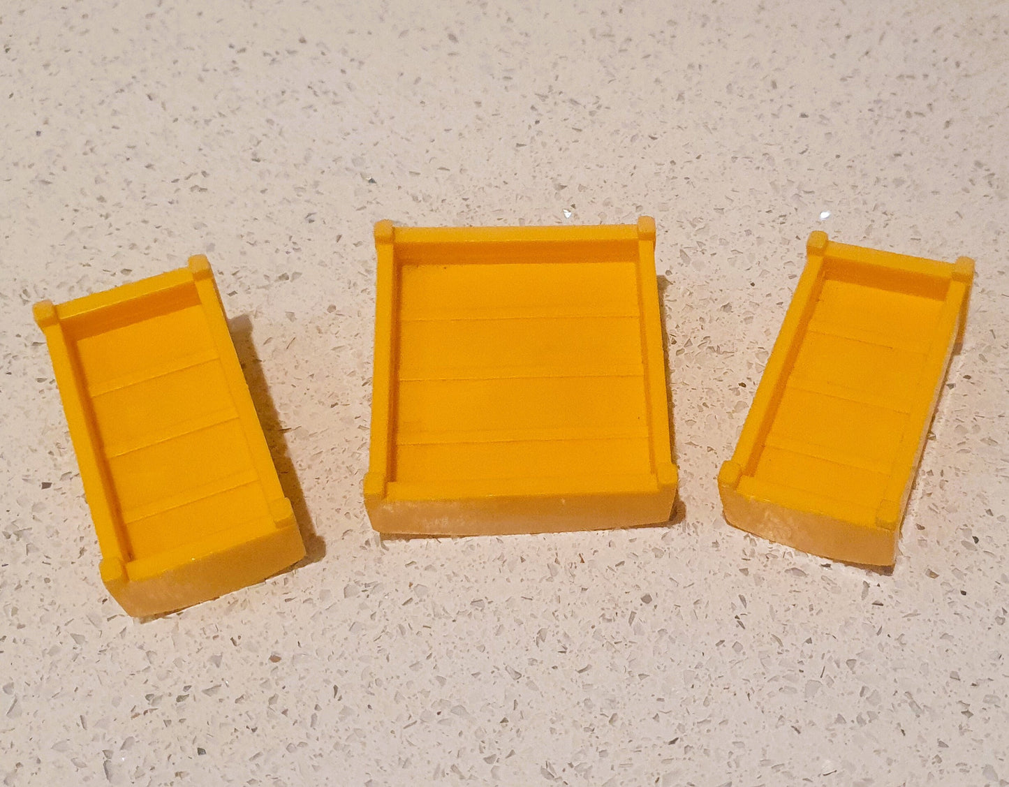 80s Fisher-Price, Little people Play family House furniture, Bedroom, Beds, double, singles, yellow