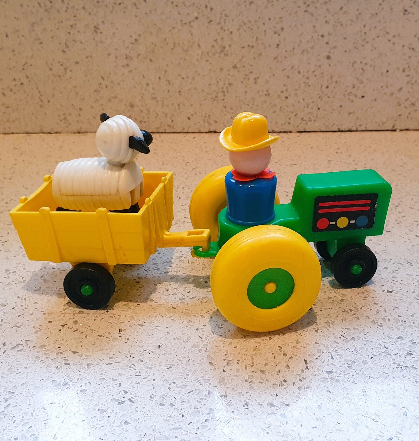 Fisher-Price Little People tractor and trailer set, with farmer and sheep, Vintage Fisher Price Toys
