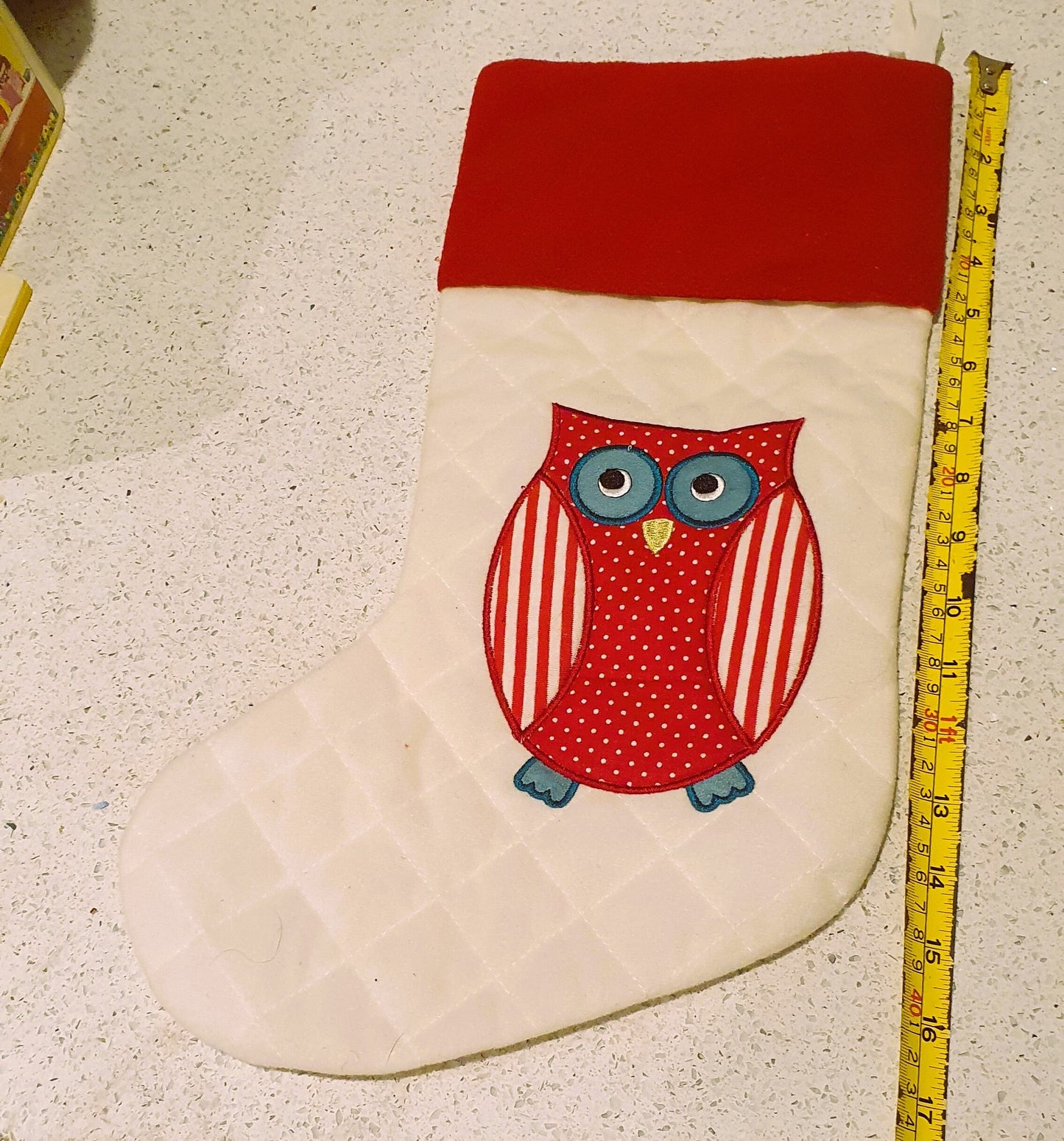 Owl Christmas Stocking, Christmas, Owl, Quilted Christmas Stocking, Pre Loved, Christmas Stocking, Owls