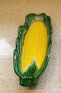 Majolica Sweetcorn Dishes, Sweetcorn Dishes, Green and Yellow, Majolica