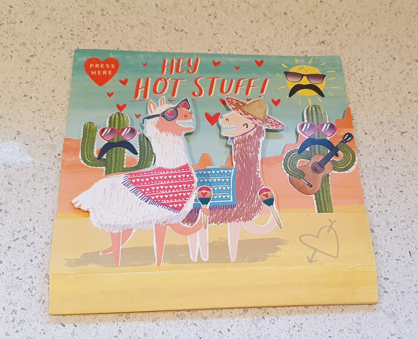 Musical Valentines Day Card, Paperchase, Valentines Day Cards, Paperchase, Plays Hot Stuff song, Lama, NEW in Original Packaging