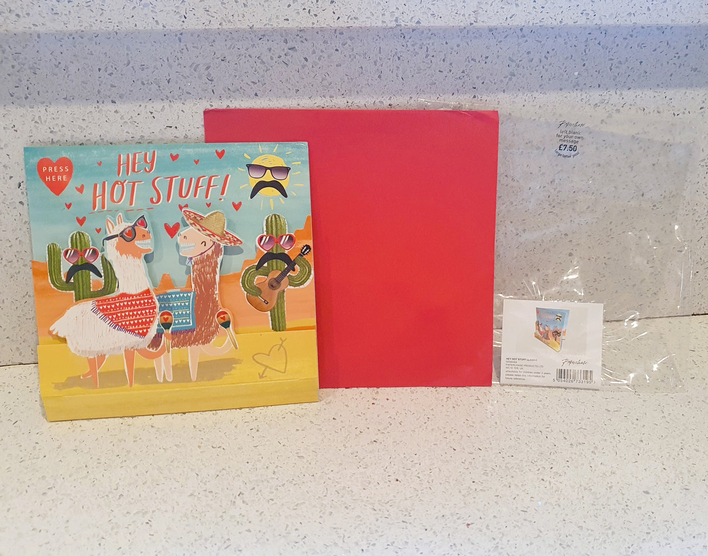 Musical Valentines Day Card, Paperchase, Valentines Day Cards, Paperchase, Plays Hot Stuff song, Lama, NEW in Original Packaging