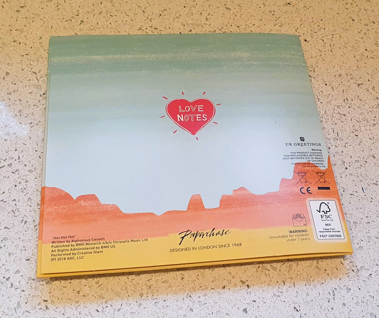 Musical Valentines Day Card, Paperchase, Valentines Day Cards, Paperchase, Plays Hot Stuff song, Lama, NEW in Original Packaging