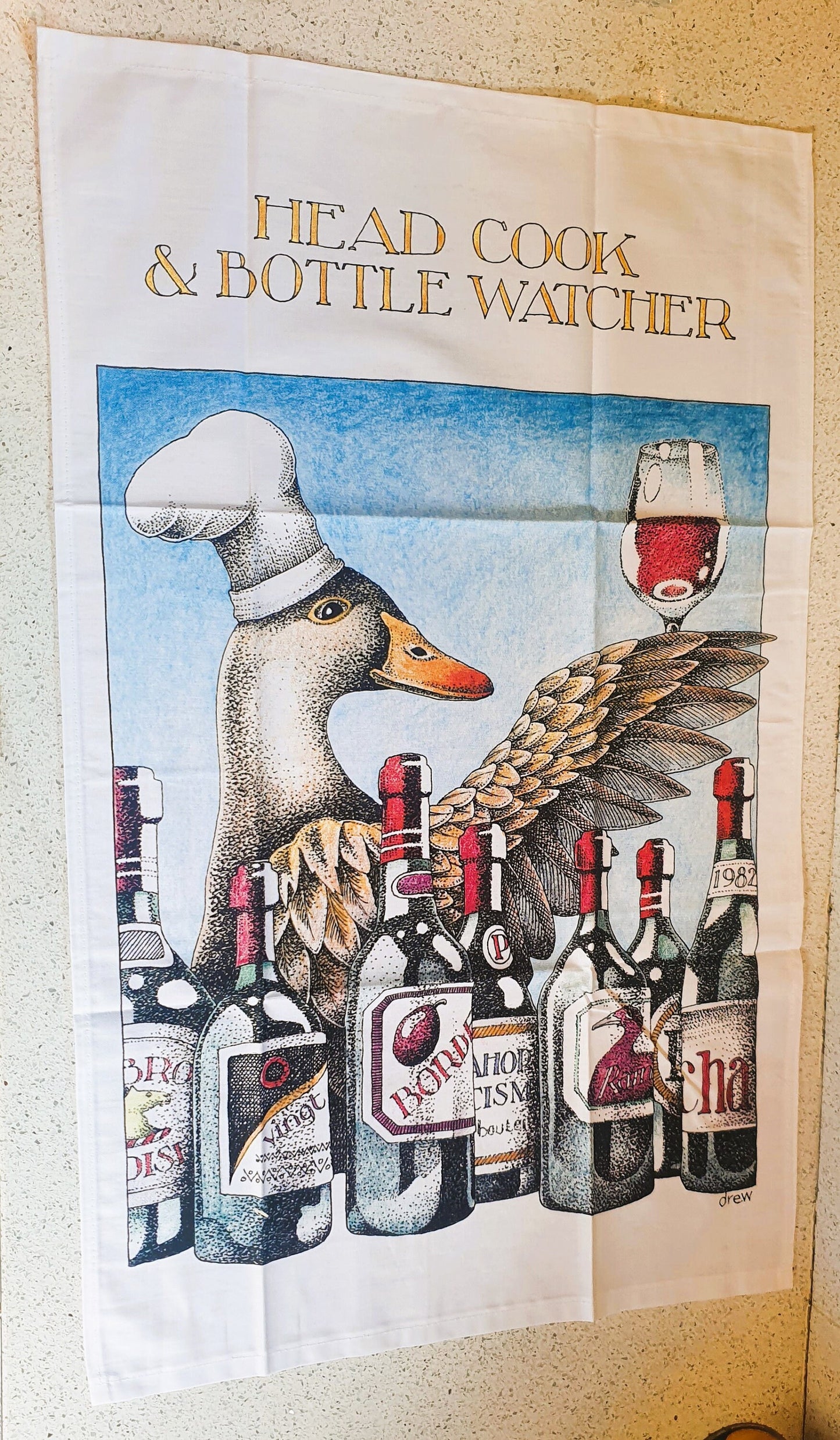 Simon Drew Tea Towel, Head Cook and Bottle Washer, Head Cook, Gift