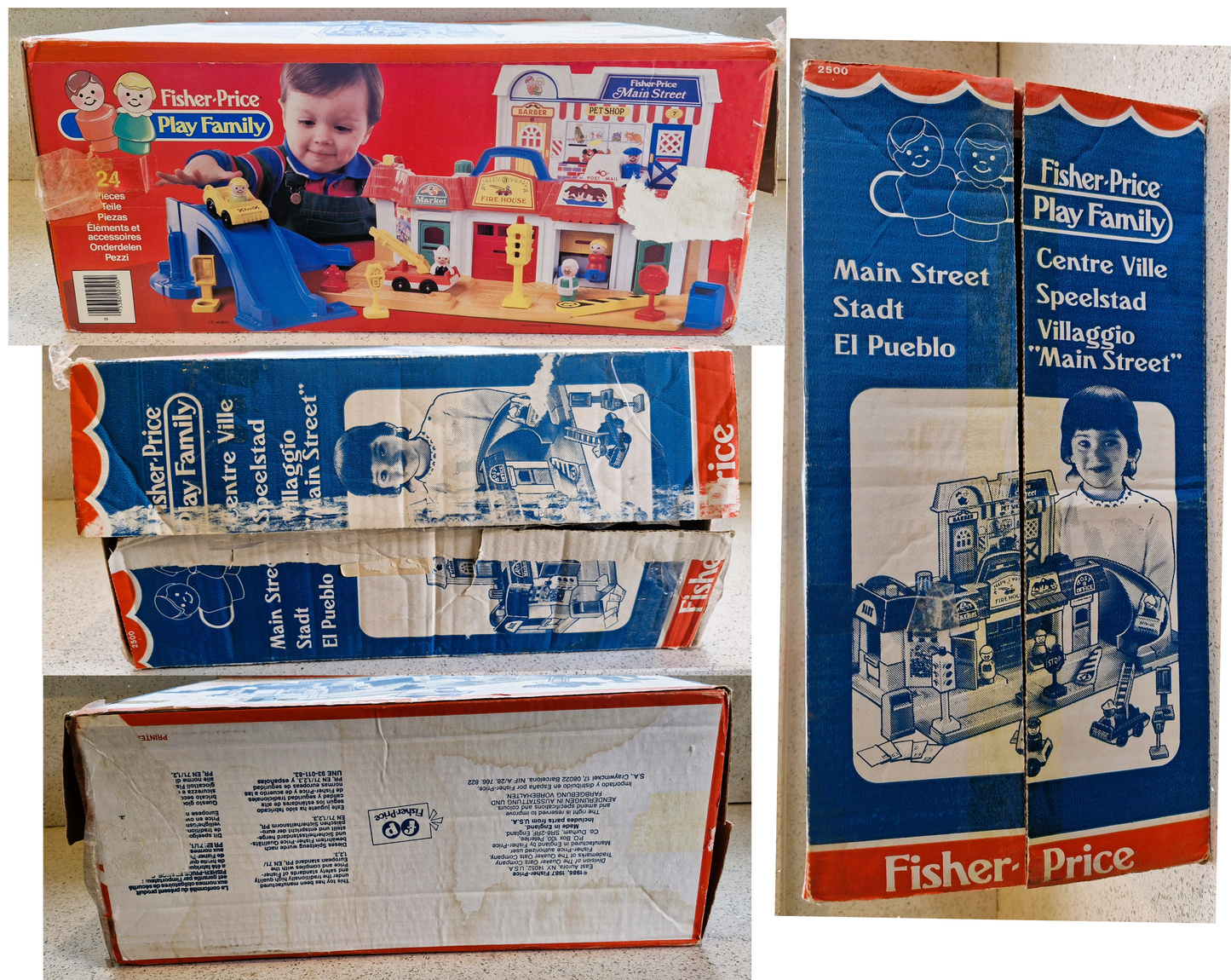 Vintage Fisher Price Main Street Set: Little People Town w/ Vehicles & Figures - BOXED