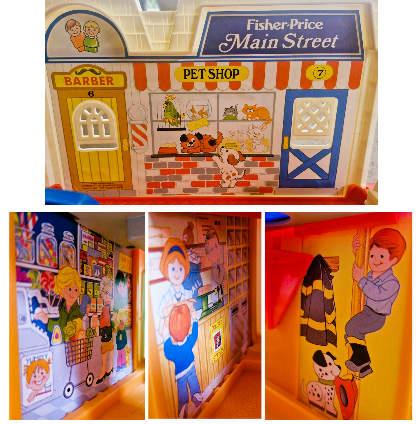 Vintage Fisher Price Main Street Set: Little People Town w/ Vehicles & Figures - BOXED