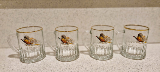 Bierglas mit Fasanen-Design, Fasanen-Pintglas, Fasanen-Krug, Jagd, Britisch, vergoldeter Rand, Geschenk