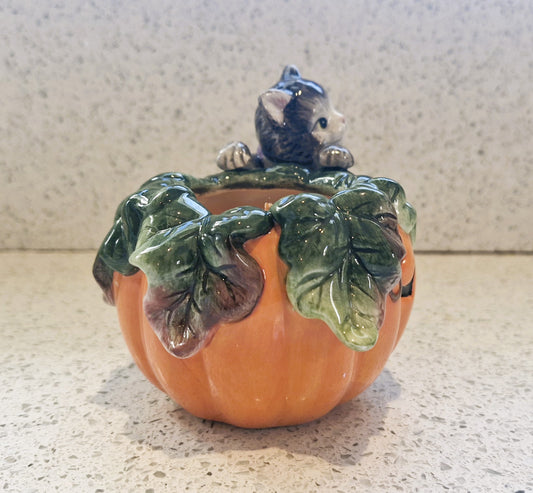 Fitz and Floyd Halloween Candle, Fitz and Floyd Cat, Fitz and Floyd Pumpkin, Vintage Fitz and Floyd, Fitz & Floyd