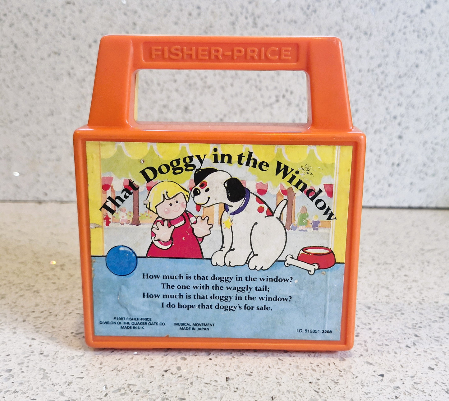 Vintage Fisher Price Wind-Up Radio: Doggy in the Window, 80s Toy