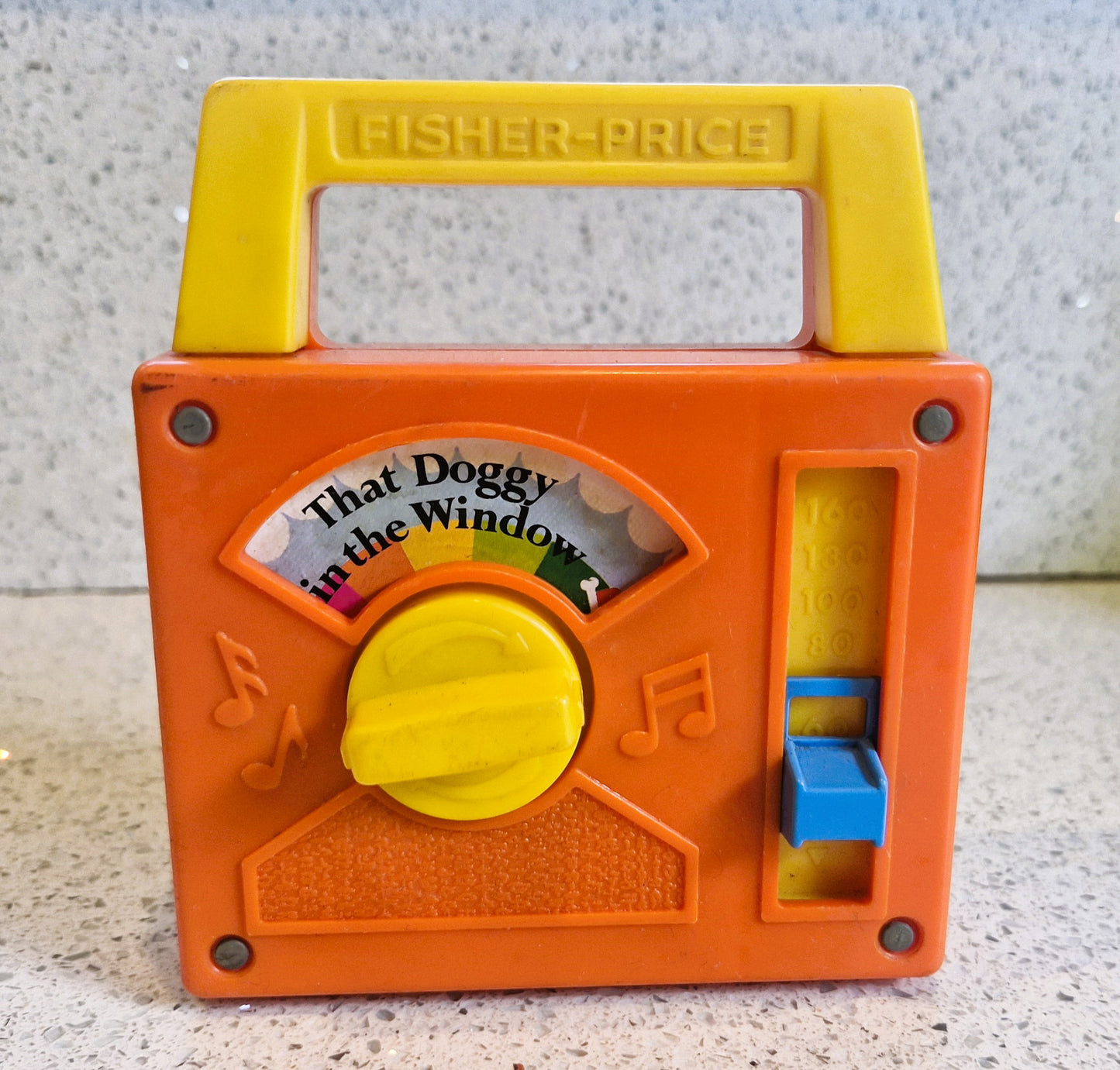 Vintage Fisher Price Wind-Up Radio: Doggy in the Window, 80s Toy