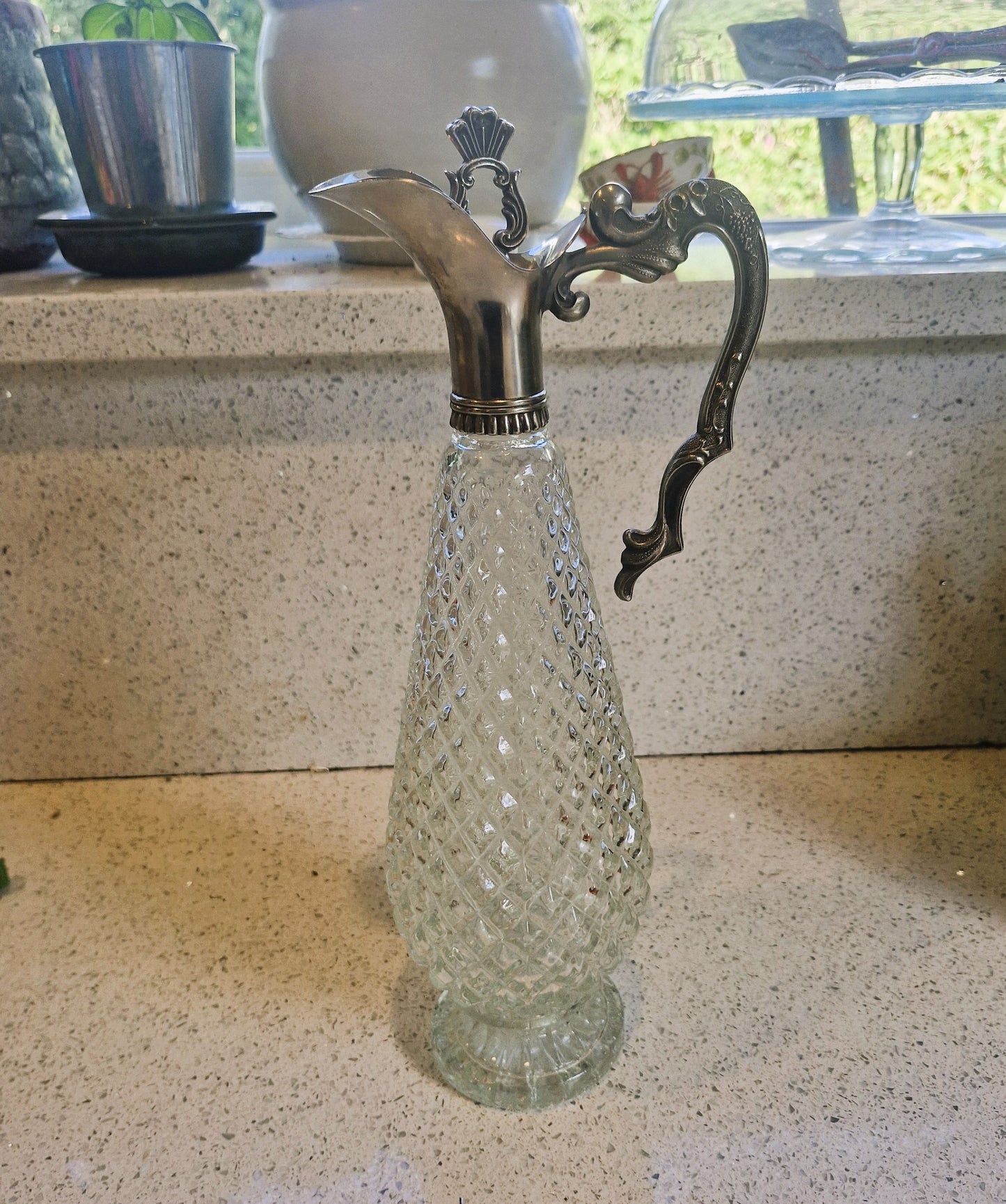Vintage Italian Wine Decanters: Art Deco Silver Pewter