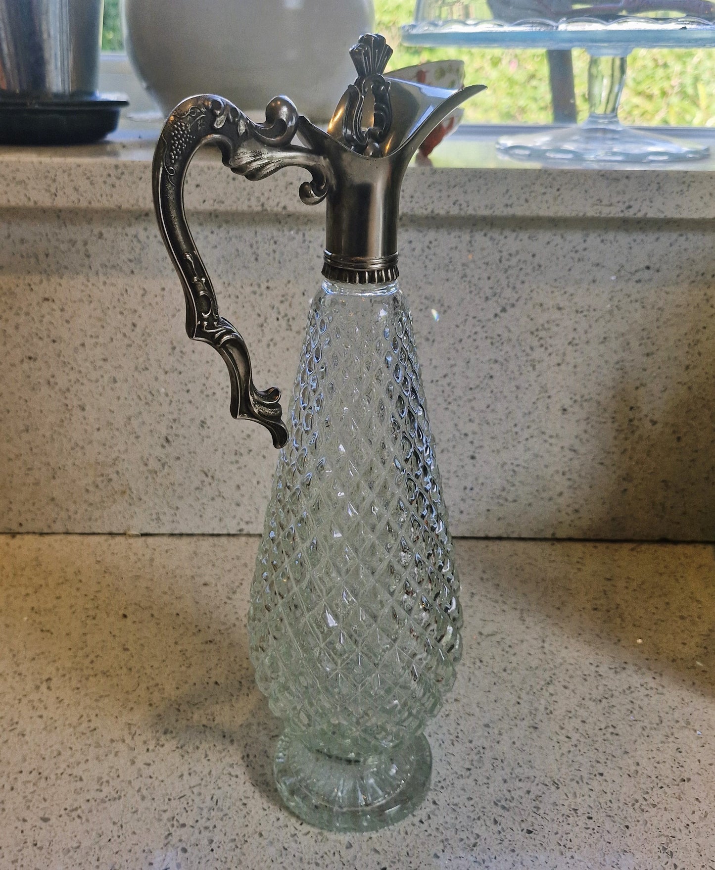 Vintage Italian Wine Decanters: Art Deco Silver Pewter